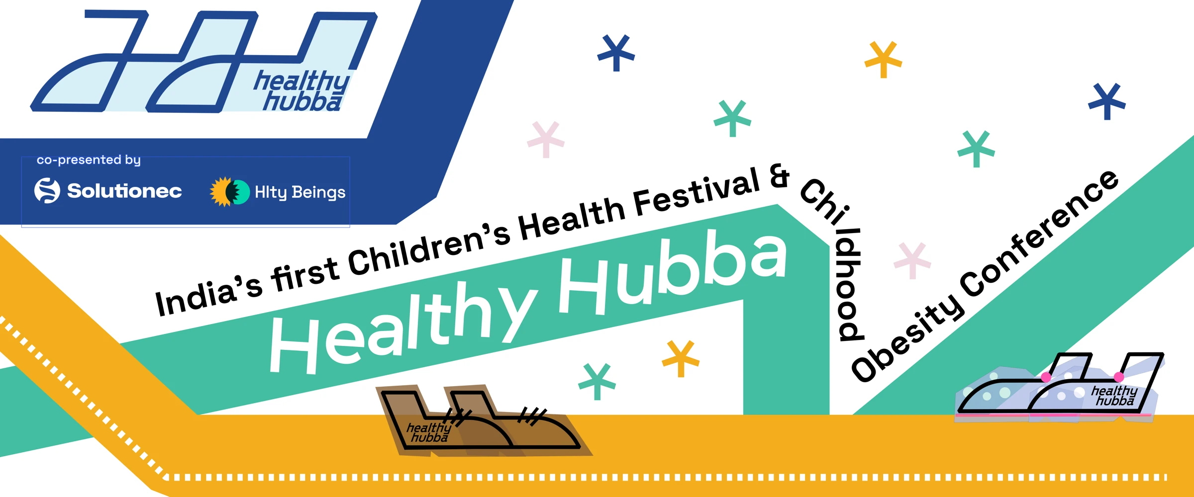 Wide Healthy Hubba banner introducing the children’s health festival and childhood obesity conference
