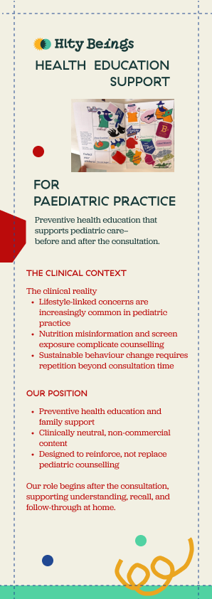 Hlty Beings health education support leaflet for paediatric practice